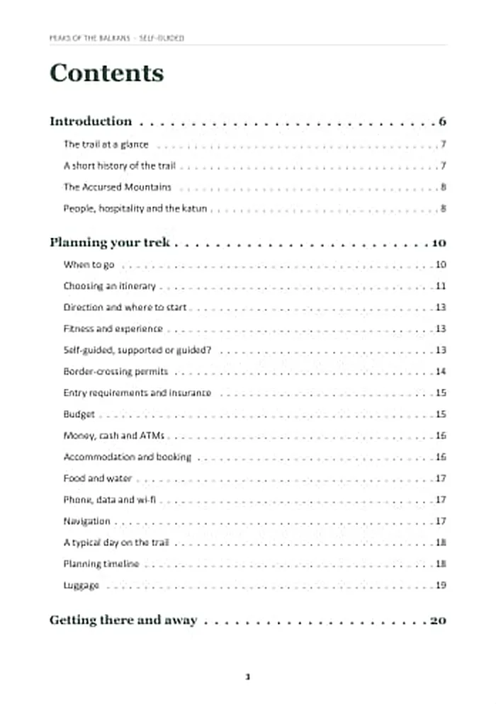 Contents – Peaks of the Balkans guide page