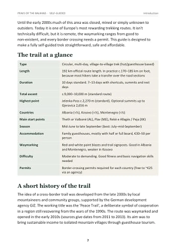 The trail at a glance – Peaks of the Balkans guide page